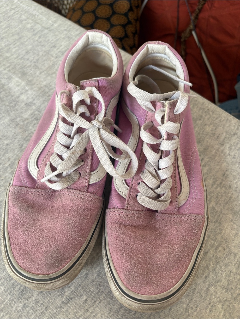 Vans Pink Low-Top Canvas & Suede Sneakers with White Stripe